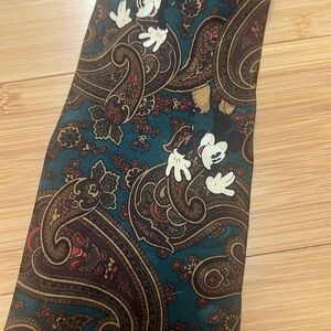 The Disney Store vintage Mickey Mouse paisley print silk scarf brown brocade
